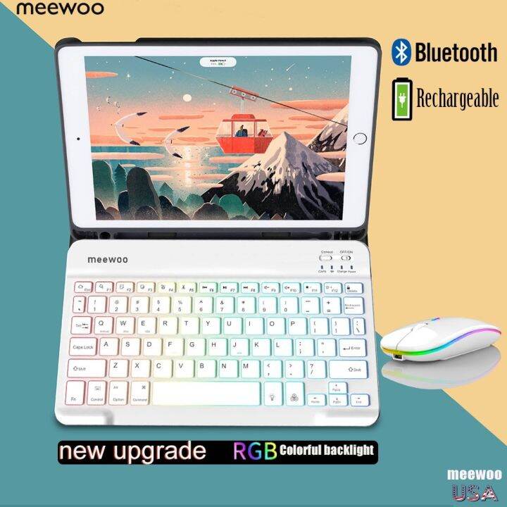 Meewoo Wireless Bluetooth Keyboard Mouse Set Rechargeable 10inch For