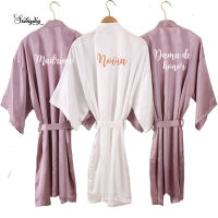 new gorgeous mauve bathrobe novia satin robe women spanish getting married hermana de la novia dama de honor bride wedding robes