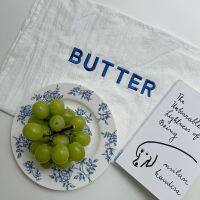 ผ้าลาย BUTTER ผ้าเช็ดจาน ผ้าปูโต๊ะ ผ้ารองอาหาร สไตล์เกาหลีวินเทจมินิมอล