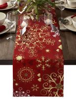 【LZ】◕∈  Christmas Snowflake Texture Table Runners Linen Anti-fouling Table Runners Wedding Home Kitchen Table Coffee Table Decorations