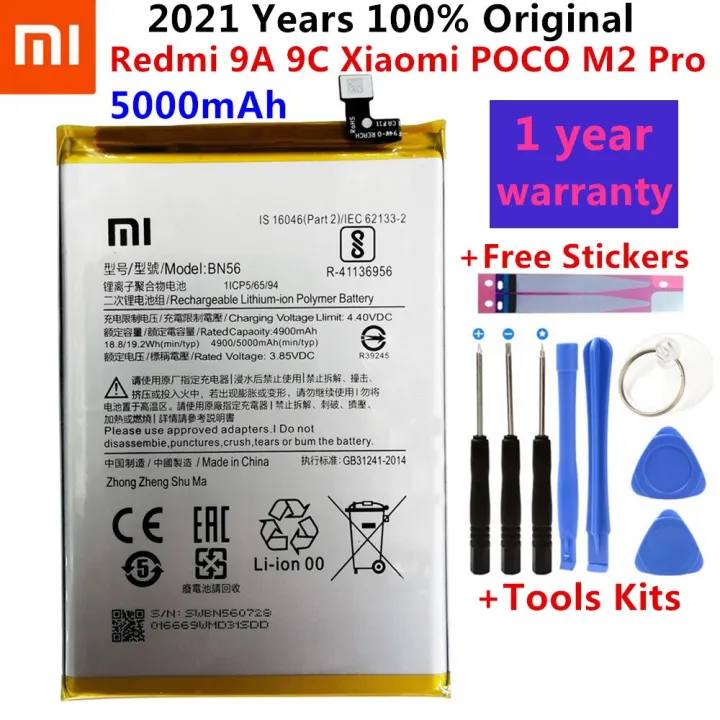 100 Original Replacement Battery Bn56 5000mah For Xiaomi Poco M2 Pro Redmi 9a 9c Genuine Phone 8555