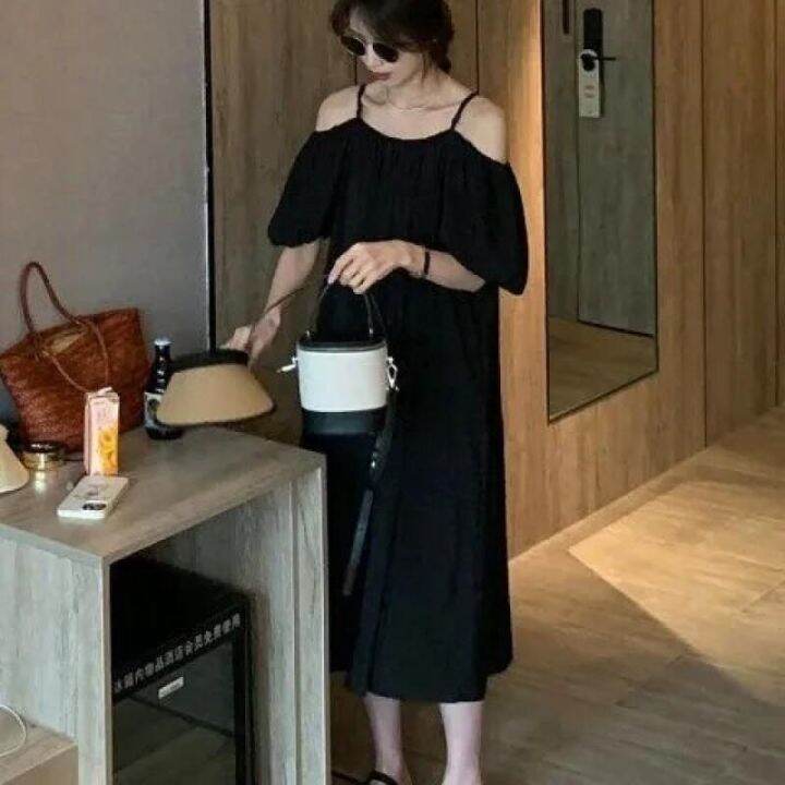 b1ock-ชุดเดรส-เดรสยาว-สไตล์เกาหลี-พัฟแขน-กระโปรงตุ๊กตา-2023-new-style1710