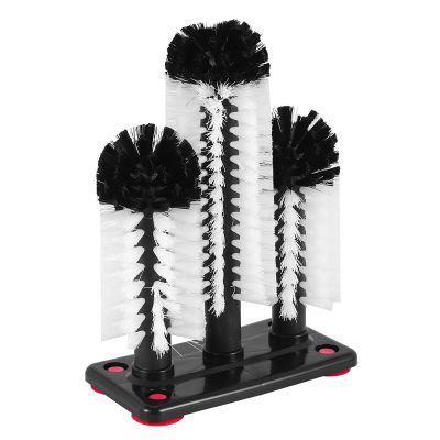 Glass Washer 3 Brush Glass Washing Brushes With Suction Base Bar Glass Cleaner For Bar,Kitchens,Red Wine Glasses,Cup