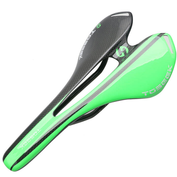 Toseek Roadbike Bicycle Seat 3K Green Matte/Gloss Saddle Road Bike