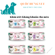 Khăn Giấy Ướt Kháng Khuẩn, Tắm Khô Cho Mèo Kit Cat 80 Miếng Quốc Hưng vet