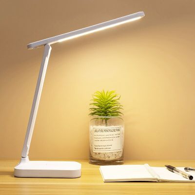 โคมไฟไฟ LED เเบบสัมผัสหรี่แสงได้โคมไฟตั้งโต๊ะแบบพับเก็บได้ Pelindung Mata นักเรียนห้องนอนอ่านหนังสือ USB โคมไฟตั้งโต๊ะแบบชาร์จได้