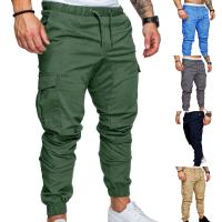 Casual Mens กางเกง Sweatpants กระเป๋าเอว Drawstring กางเกงข้อเท้าผูก Skinny Cargo Pants