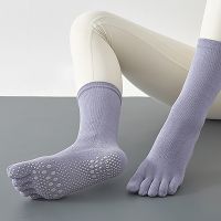 Cotton Yoga Socks Mid-tube Bottom Non-slip Silicone Indoor Fitness Socks Floor Socks Professional Dance Pilates Sports Socks