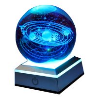 Creative 3D Solar Sun System Model LED Light Faux Crystal Ball Decor Desktop Ornament Home Decoration globe kid gift