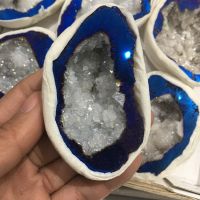 Energi Batu Dan แร่ Spesimen Biru Disadur คริสตัล Druzy Batu Permata Geode Meditasi Penyembuhan Sebagai Hadiah