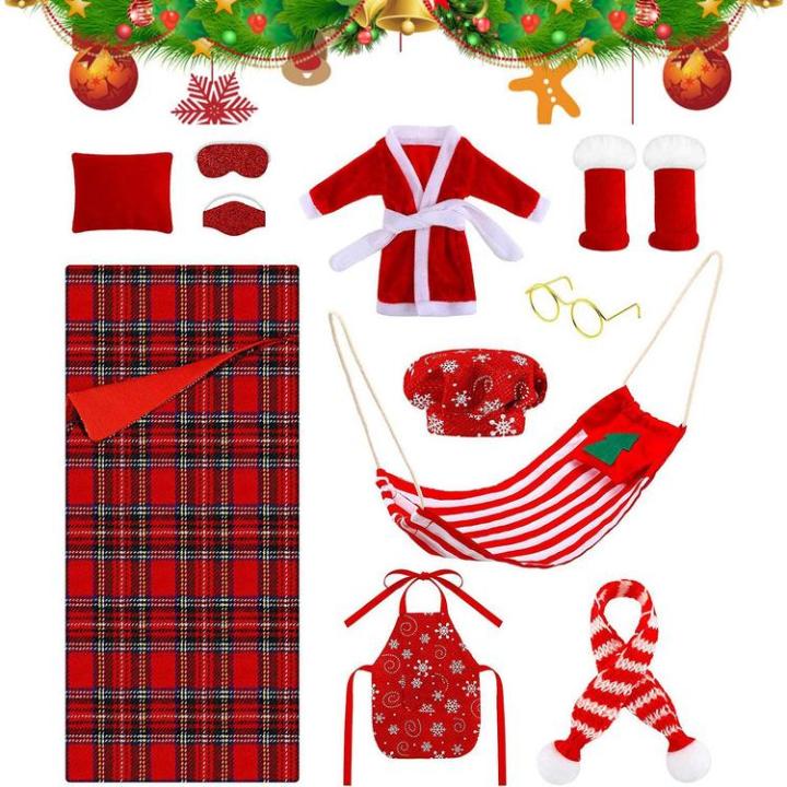 christmas-elf-doll-accessories-set-sleeping-bag-christmas-accessory-for-elf-doll-christmas-accessory-including-elf-hammock-bathrobe-apron-hat-scarf-glasses-etc-for-elf-doll-exceptional