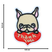 JPatch - (Dog Thank You) สนัข หมาน้อย หัวใจสีแดง มินิฮาร์ท ตัวรีดติดเสื้อ อาร์มรีด อาร์มปัก มีกาวในตัว การ์ตูนสุดน่ารัก งาน DIY Embroidered Iron/Sew on Patches