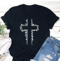 Jesus Cross Motivational Graphic T-Shirt For Women Remera Grace Love Bible Verse For Women Playera 100% cotton T-shirt