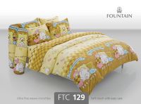 ผ้าปูที่นอนฟาวน์เทน FOUNTAIN รหัสสินค้า FTC129 ลายม็อบปุ สีเหลือง ตาล MARUMOFUBIYORI MOPPU ลิขสิทธิ์แท้ ขนาด 3.5ฟุต 5ฟุต และ 6 ฟุต สำหรับที่นอนสูง 13 นิ้ว