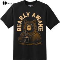 Cotton Men T Shirts O Neck Streetwear Hip Hop Tops Funny Bearly Awake Coffee T Shirt New Graphic Tee movie Tee Xs 5Xl XS-6XL