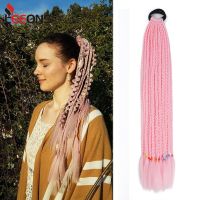 Gradient Hand Weave Dirty Braided Ponytail Hair Ropes Wigs Women Elastic Hair Band Rubber Band Hair Accessories Headwear 58Cm Wig  Hair Extensions  Pa