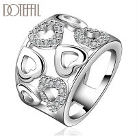 DOTEFFIL 925 Sterling Silver Hollow Heart-Shaped AAA Zircon Ring For Women Fashion Wedding Engagement Party Gift Charm Jewelry