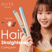 Japan Brand Akira Electric Daily Dual-Purpose Negative Ions Hair Straightener Curler Curling Iron with LCD Display Hair Styling Tools for Girls Women Female Birthday Gift Present