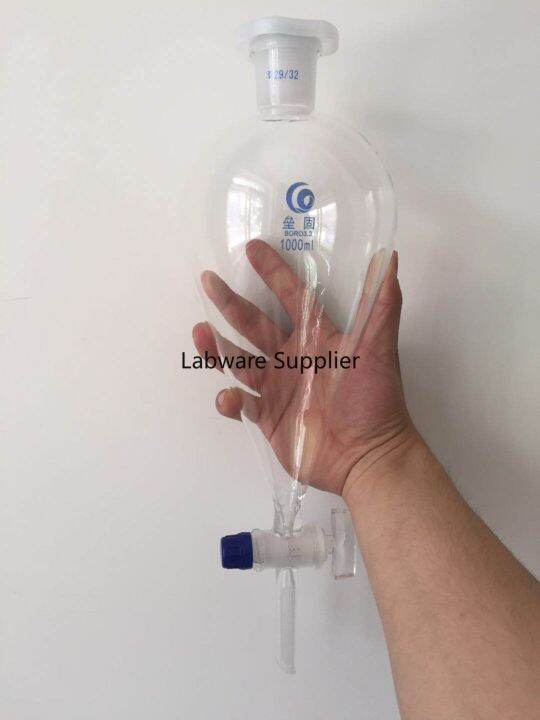 high-quality-pear-shaped-glass-separating-funnel-with-glass-stopper-liquid-funnel-experimental-consumables-laboratory-equipment