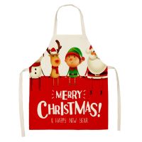 Christmas Linen Printed Cleaning Apron Christmas Tree New Year Festive Aprons for Women Apron Kitchen Aprons Tablier Cuisine