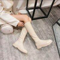 New Women Knee High Boots Stretch Leather Sock Boots Slim Fit Flat Botas Mujer Autumn Long Boot Casual Bota Feminina