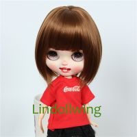 Lindollwig วิกผมบลายธ์9-10นิ้วผมสีดำสั้น1B อุปกรณ์เสริมตุ๊กตา