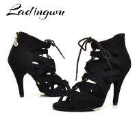 Ladingwu Zapatos De Baile Professional Lady เต้นรำรองเท้า Salsa Latin Ballroom Dance รองเท้าผู้หญิงสีน้ำตาลสีดำ Dance Coots