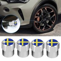 4x Metal Car Tire Valves Cap Sweden Flag Emblem Wheel Tire Valve Caps Airdust Tyre Rim Stem Covers for Car Motorcycle Truck Bike