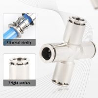 PZA Pneumatic Quick Connector Copper Nickel-Plated Metal Brass 4-Way 4 6 8 10 12mm Air Compressor Hose High Pressure Connector Valves