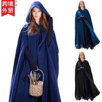 [COD] Cross-border foreign trade womens autumn and winter hooded hand-grabbed polar fleece cape coat European long sweater