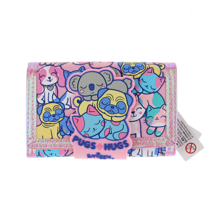 austria-smiggle-กระเป๋าสตางค์สำหรับเด็ก-กระเป๋ากระเป๋าใส่เหรียญบัตรสีชมพูน่ารักสำหรับลูกสุนัขเด็กผู้หญิงกระเป๋าคลัตช์น่ารัก5นิ้ว