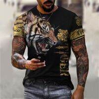 3D Tiger Print T-shirt Boutique Animal Pattern T-shirt Summer Trend Harajuku Extra Large Short Sleeve Casual O-Neck Mens Top