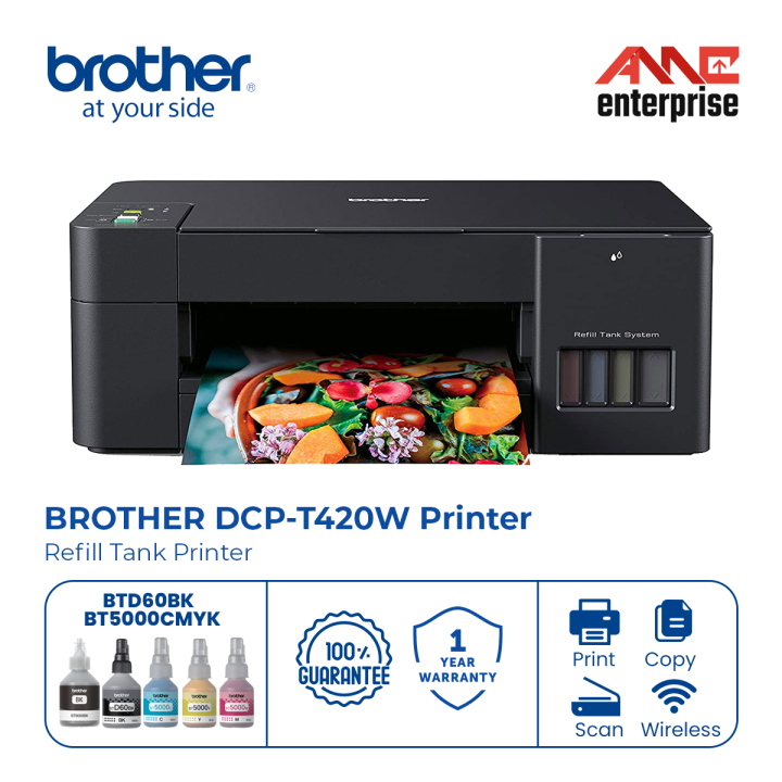 Brother DCP-T420W Refill Tank Printer [Wireless and mobile printing ...