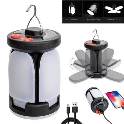 Outdoor Lighting LED Leaf Camping Lamp Hung Emergency Solar USB Rechargeable Tent Camping Lights Fishing Travel Lanterns Power Points  Switches Savers