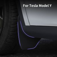 № สำหรับ Tesla Y 2019-2022 2023ไม่มีรูติดตั้งบังโคลนป้องกันกากตะกอนจากบังโคลนอุปกรณ์เสริมรถยนต์กันเปื้อนในฤดูฝน