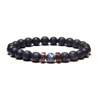 Lava Bracelets For Men Natural Stone Stretch Bracelet Black 8MM Beads Labradorite wood Space Buddha Bangles