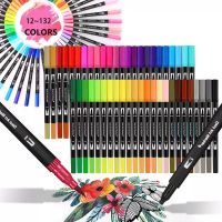 Watercolor Art Markers Brush Pen Dual Tip Fineliner Drawing for Calligraphy Painting 12/48/60/72/100/132 Colors Set Art SuppliesHighlighters  Markers
