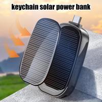 Portable Solar Keychain Charger Bank Compact Power Bank Mini Powerbank For Mobile Phone TYPE-C Backup Emergent Power 1200mAh fit