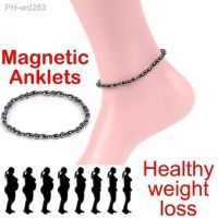Lose Weight Girl Women Men Charm Magnetic Black Stone Anklet Natural Black Obsidian Magnetic Therapy Anklet Slim Hematite Anklet