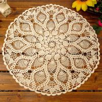 60cm Cotton Hand Crochet Round Lace Hollow Out Tablecloth Table Cloth Cover