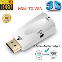 HDMI TO VGA+AUDIO Converter 1080P, HDMI to VGA Adapter with Audio for PC Computer Notebook Desktop Tablet to HDTV Projector Display