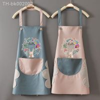 ✳▧ Kitchen can be wiped waterproof and oil resistant cartoon wreath rabbit kitchen apron women baking accessories 90x70 cm