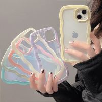 Cute Korea Solid Color 2N1 Wave Transparent Silicone Case for iphone 14 13 12 Pro Max 11 XR X XS 7 8 Soft Clear Shockproof Cover