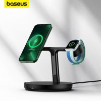 2023สินค้าใหม่ Baseus-รองรับ Carregador Magnético Sem Fio Para Telefone, Estação De Carregamento Rápido, Suporte Para 14, 13 Pro, Airpods, Watch, 20W, 3 Em 1