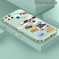 Chenyyka เคสสำหรับ Realme C15ลายการ์ตูนสุนัขคุกกี้เคสซิลิโคนชุบดีไซน์ใหม่ด้านข้างเคสโทรศัพท์ฝาปิดเลนส์เต็มกันกระแทกกล้องกล่องกันกระแทกแบบนิ่ม