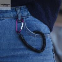 TUS สร้อยข้อมือพวงกุญแจ Carabiner โลหะพวงกุญแจสำหรับกลางแจ้งสายรัดข้อมืออุปกรณ์รักษาความปลอดภัยสำหรับผู้หญิงเชือกตกปลาปีนเขากันหายสายสปริงยืดหยุ่นเชือกสปริง