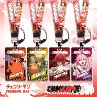 Anime Chainsaw Man Keychain Cartoon Cosplay Figure Lanyard Cartoon ID Bank Credit Card Set Hold Neck Strap Accessories Kids Gift