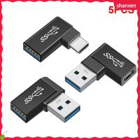 SHANXEN 5pcs โทรศัพท์มือถือสำหรับมือถือ หญิงกับชาย ขั้วต่อ USB C ตัวแปลงสัญญาณ 10กิกะบิต USB 3.0เป็น Type-C อะแดปเตอร์ OTG