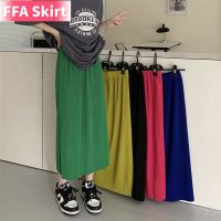 FFA กระโปรงผ้าไหมน้ำแข็งกระโปรงแฟชั่นสำหรับผู้หญิงสีทึบ ROK High Waist Ins สไตล์ A Line ROK Belah ความยาวปานกลางสำหรับผู้หญิง