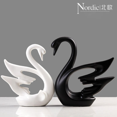 Spot parcel post Nordic Minimalism Black and White Lovers Swan Decoration Wedding Gift Creative Living Room New House Decorative Ceramic Crafts